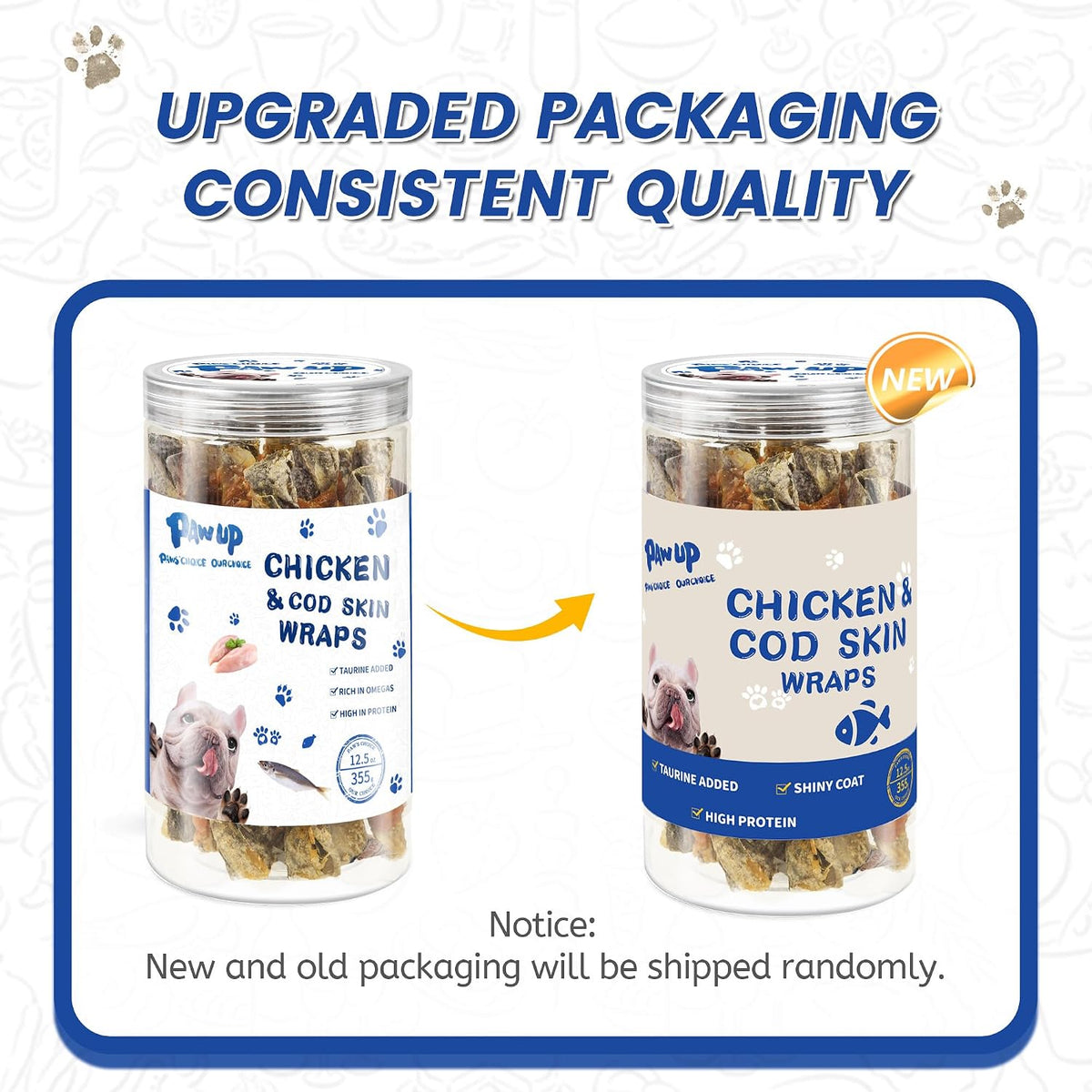 PAWUP Dog Treat Chicken Wrapped Cod Skins, Fish Chews, 12-15 Count