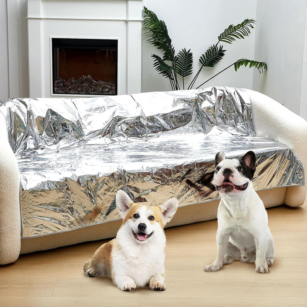Kigley 2 Pcs Pet Deterrent Mat to Keep Dogs Off Couch, 72" × 56.3", Coffee