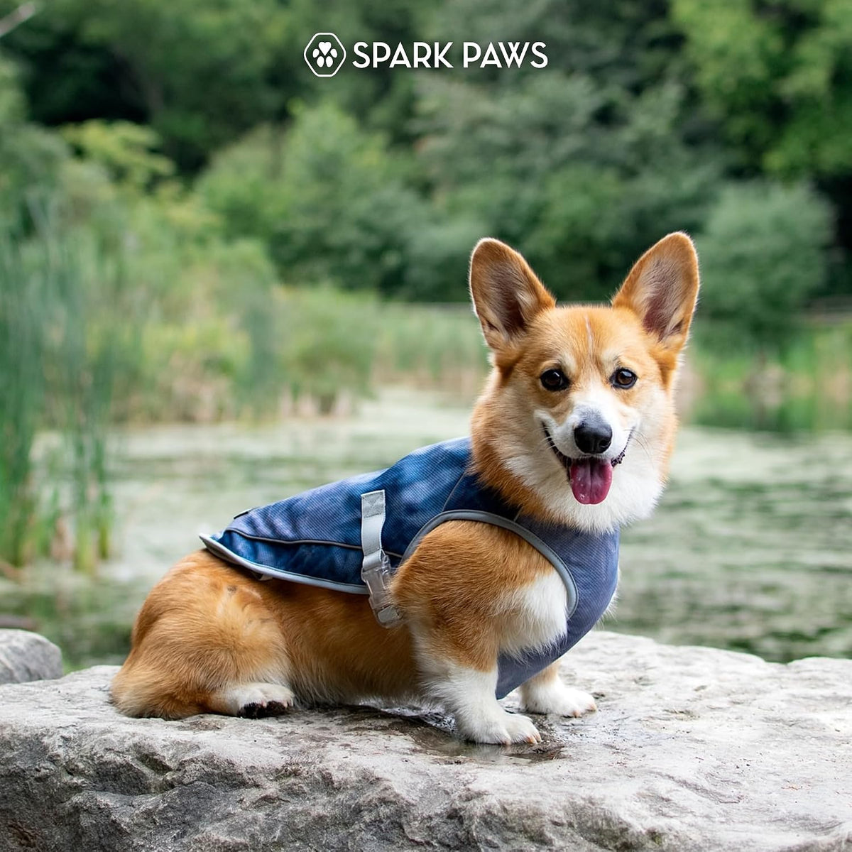 Spark Paws Dog Cooling Vest - Evaporative Summer Cooling, SPF-50 Protection