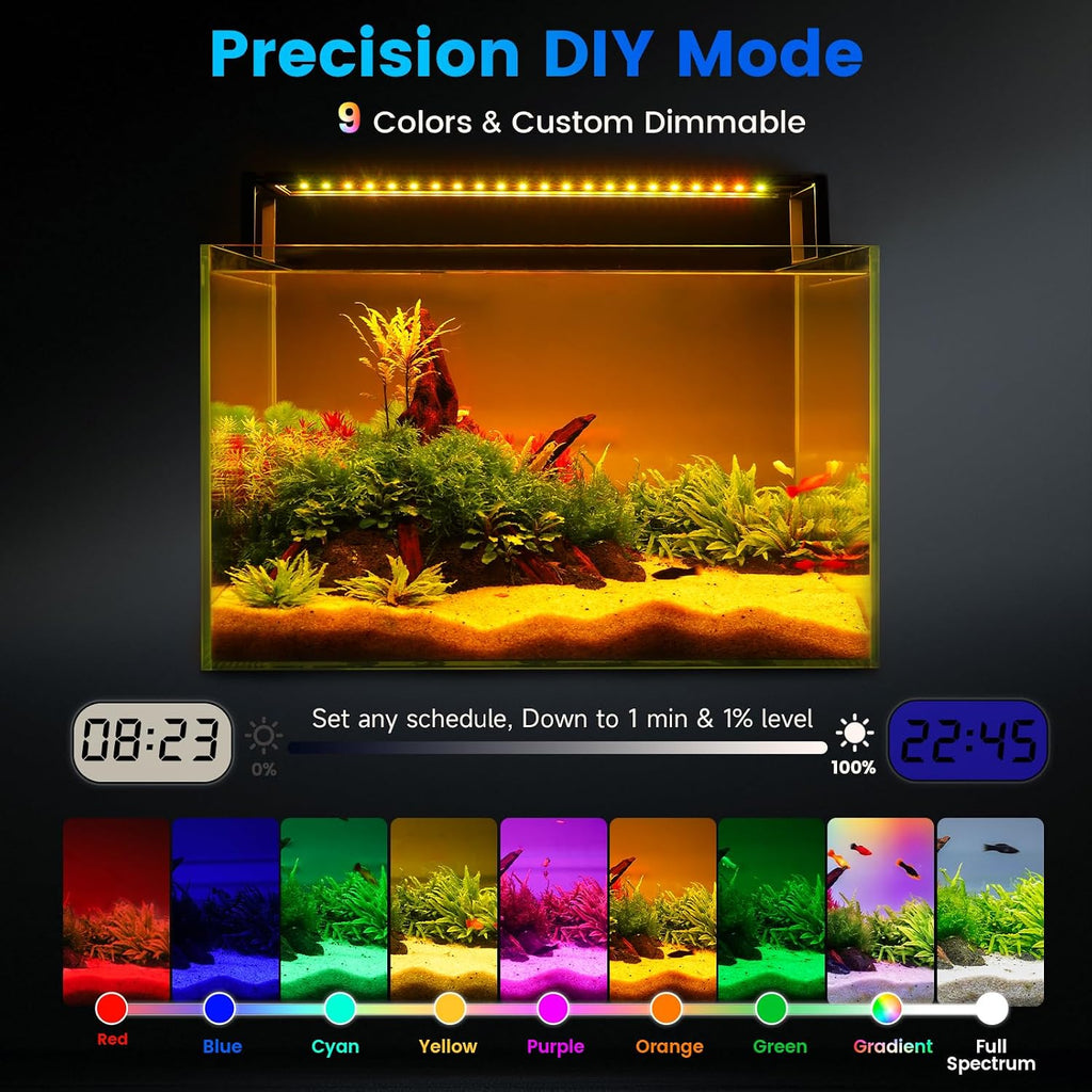 fishkeeper Smart LED Aquarium Light, 24/7 Full Spectrum Fish Light