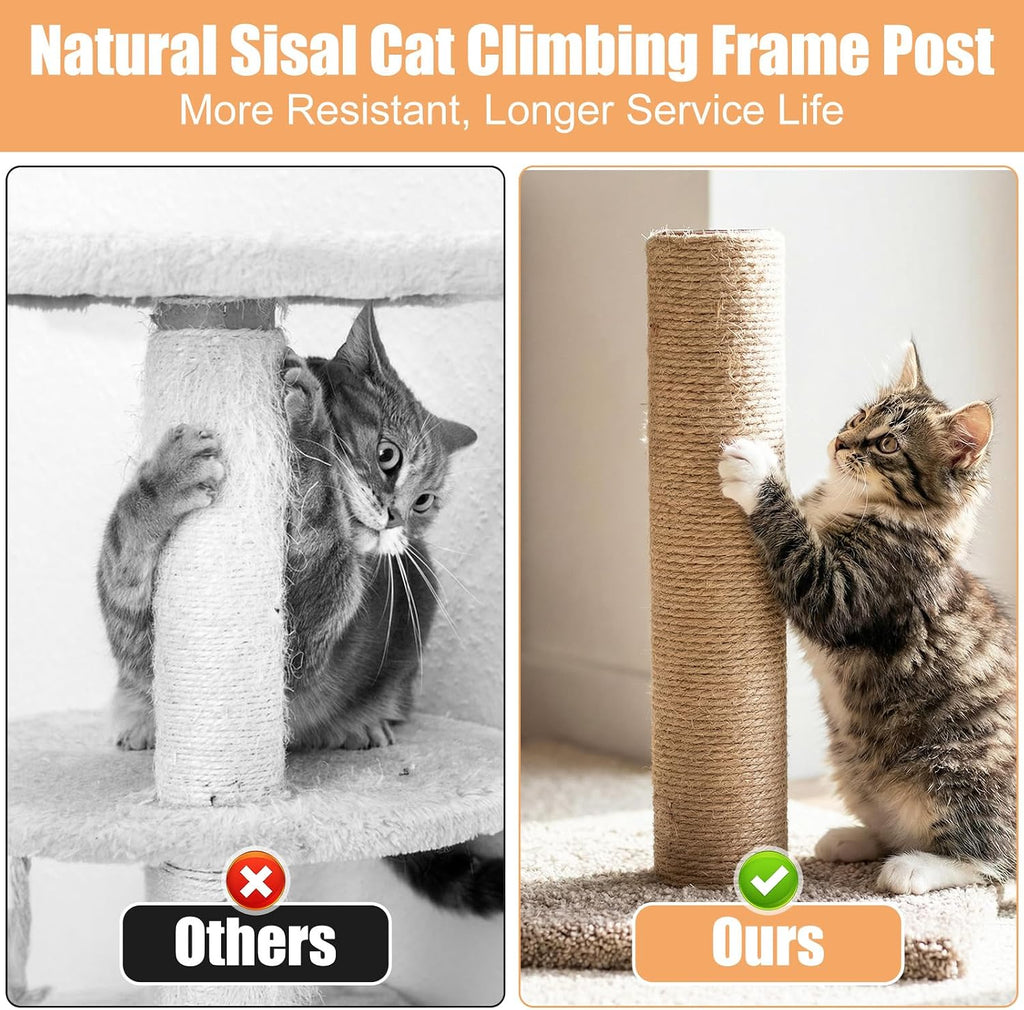 4 Pcs M8 cat Scratching Post Replacement Jute, 11.8x3.5IN Natural Sisal Wrapping Post for Cat Tree, Durable cat Scratching Post for Indoor Cats, Climbing, Scratching, Playing Pet Furniture Accessory