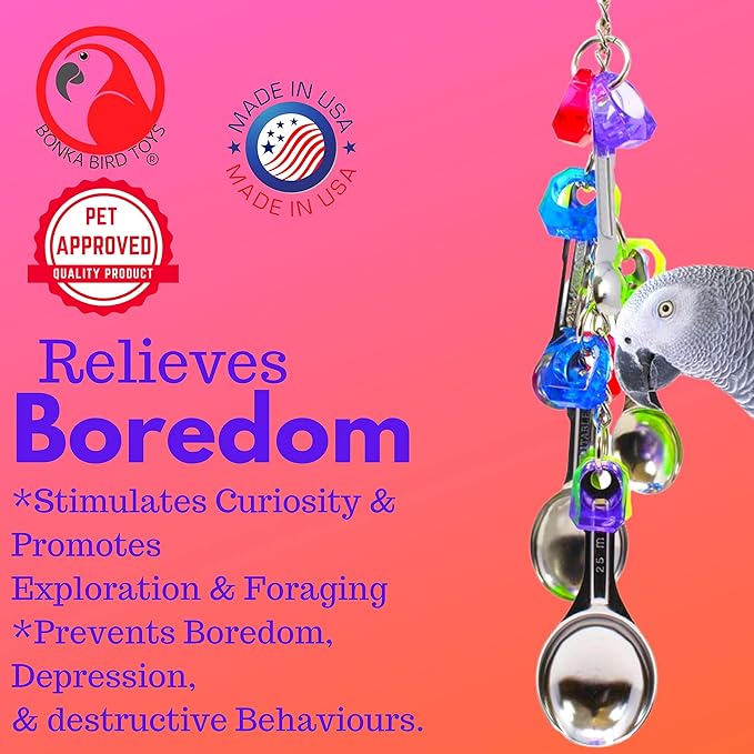 Bonka Bird Toys 1969 Spoon Delight Medium Large Parrot Bird Toy African Grey - Image 8