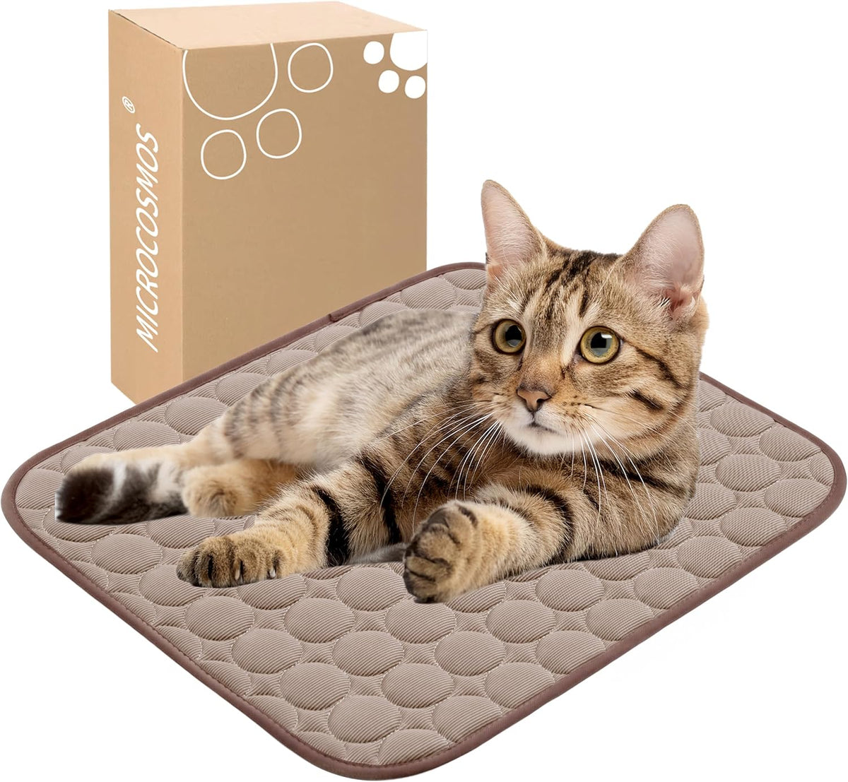 MICROCOSMOS Summer Cooling Mat & Sleeping Pad- Water Absorption Top, Materials Safe, Easy Carry, EZ Clean. Keep Cooling for Pets, Kids and Adults.(Brown, 19" x 15")