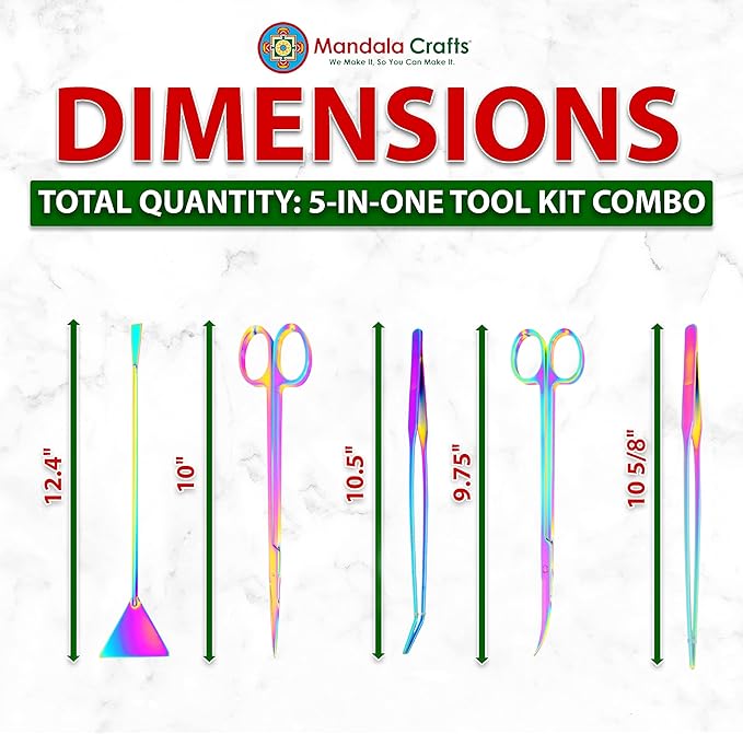 Mandala Crafts Rainbow Stainless Steel Aquascaping Tools Kit – Aquarium Plant - Image 3