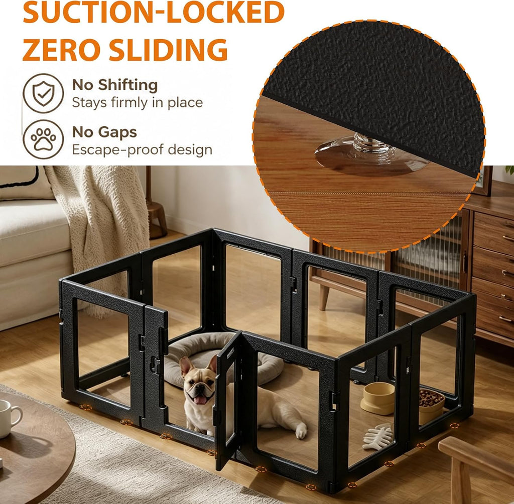 Yunphia Clear Acrylic Indoor Dog Playpen, 10 Panels, 24 in H for Small Dogs