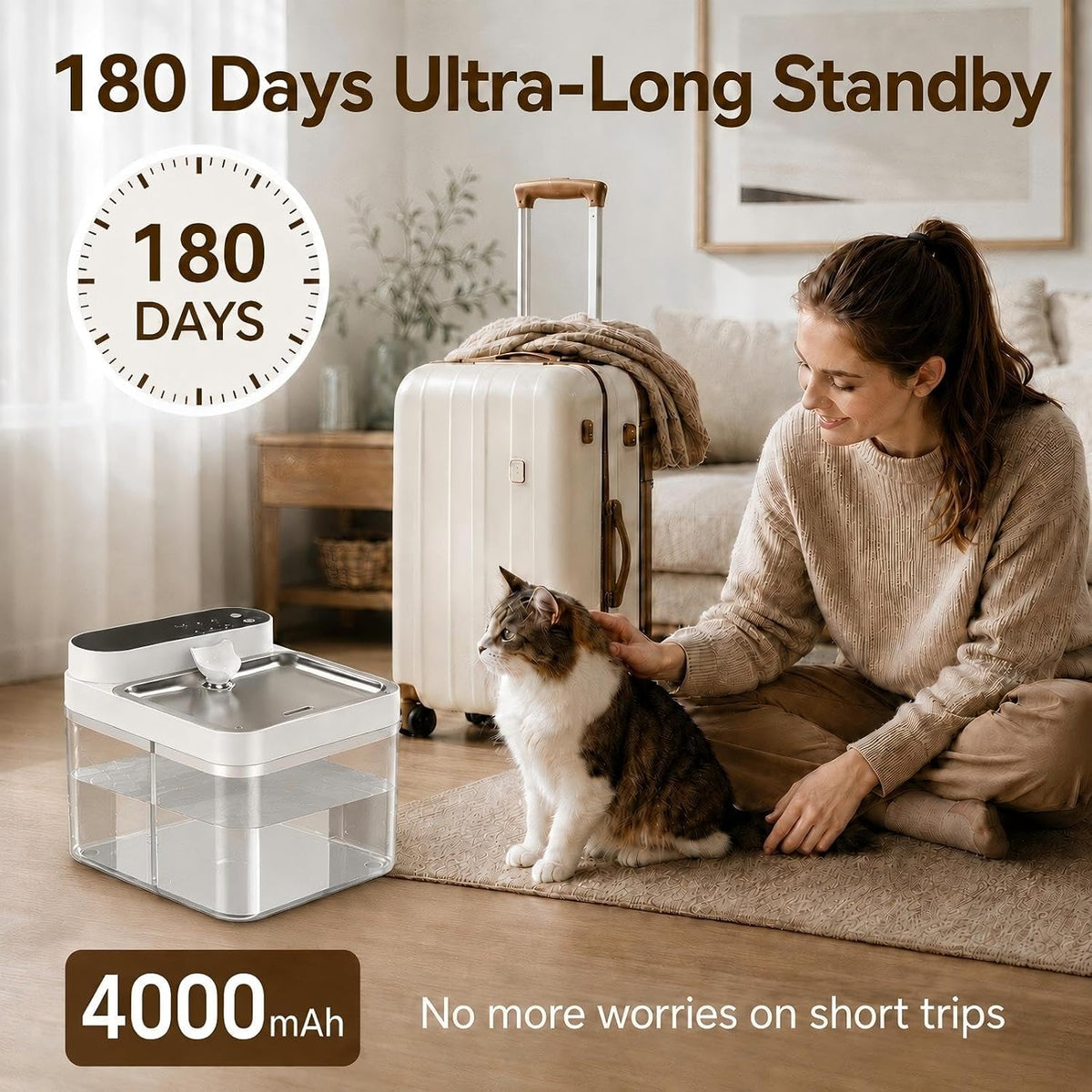 Cat Water Fountain No Filter Wastewater Separation Cat Fountain Silent