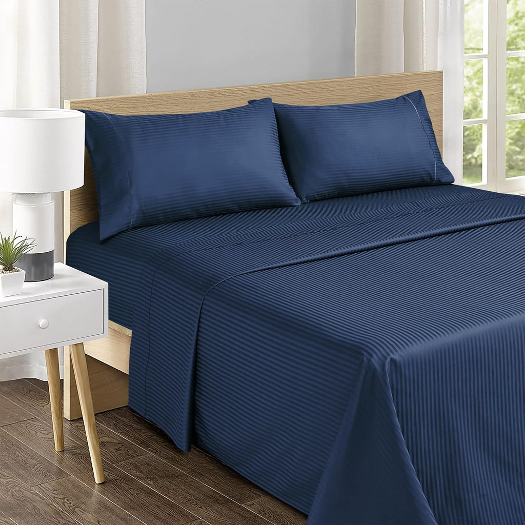 Feather & Stitch 100% Cotton Sateen 500 TC King Size Bed Sheet Set