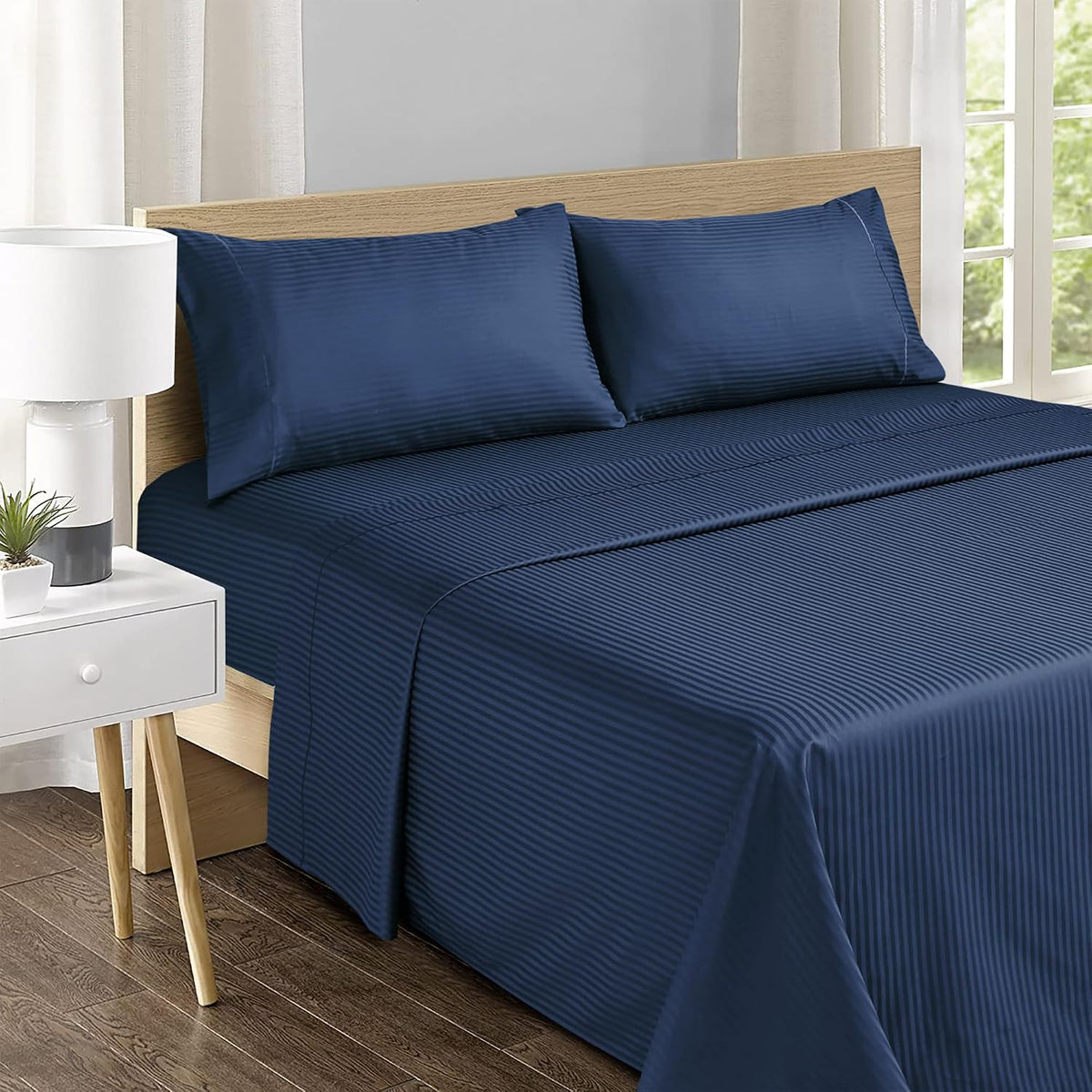 Feather & Stitch 100% Cotton Sateen 500 TC King Size Bed Sheet Set