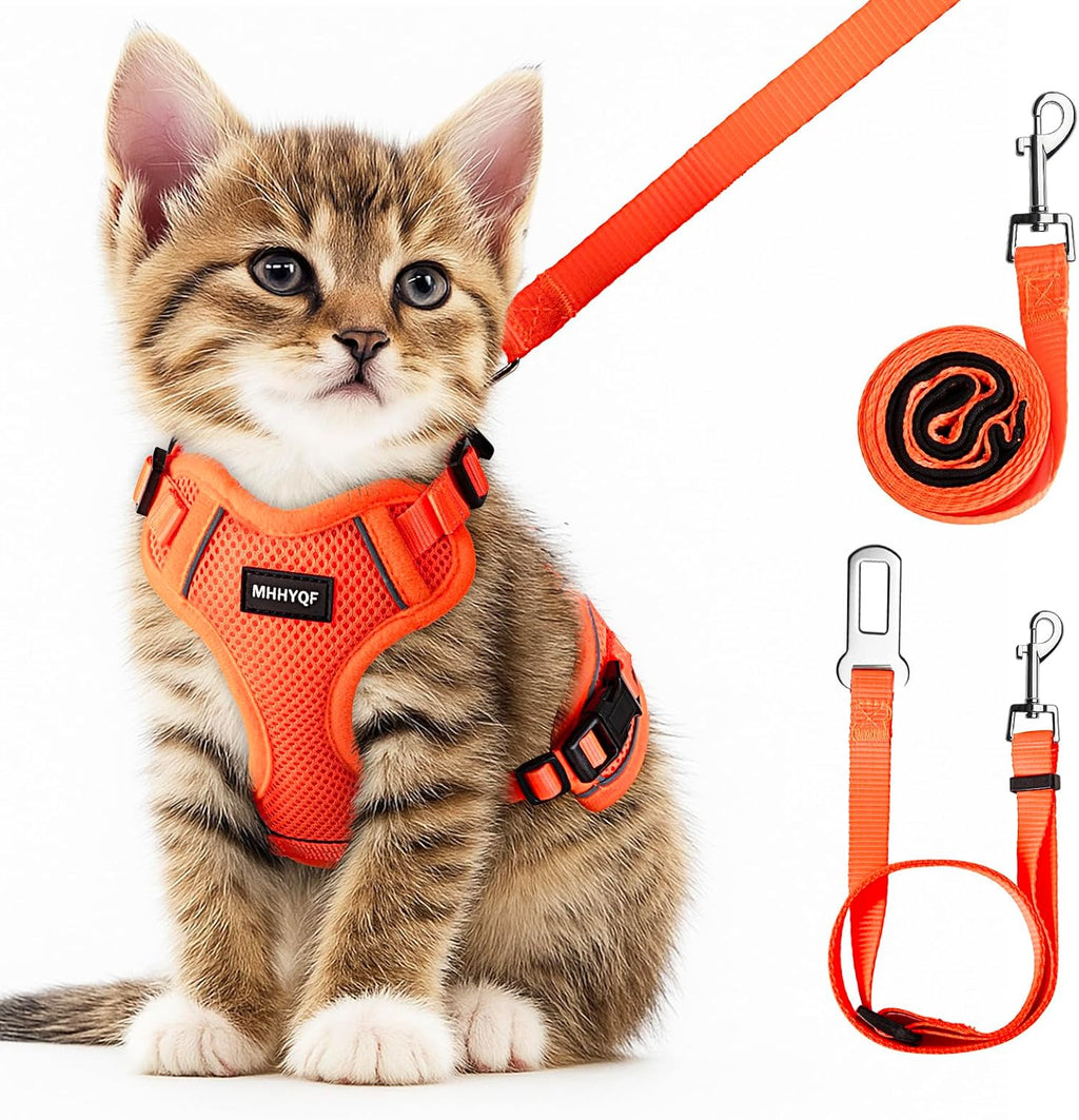 Cat Harness, Cat Harness and Leash for Walking, Escape Proof Soft Adjustable Vest Harnesses for Cats, Easy Control Breathable Reflective Strips Harness, Kitten Harness and Leash Set, Purple, S