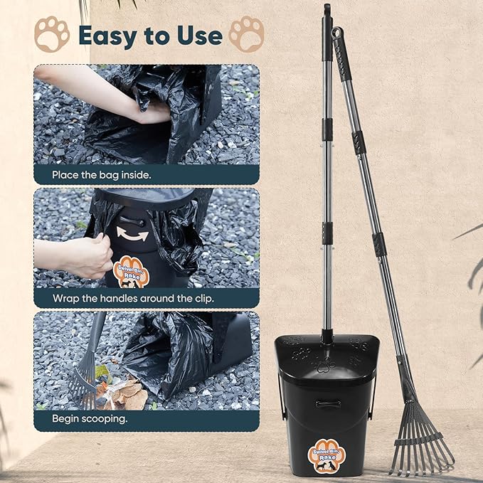 Stainless Steel Dog Pooper Scooper, 20 Waste Bags - Image 4