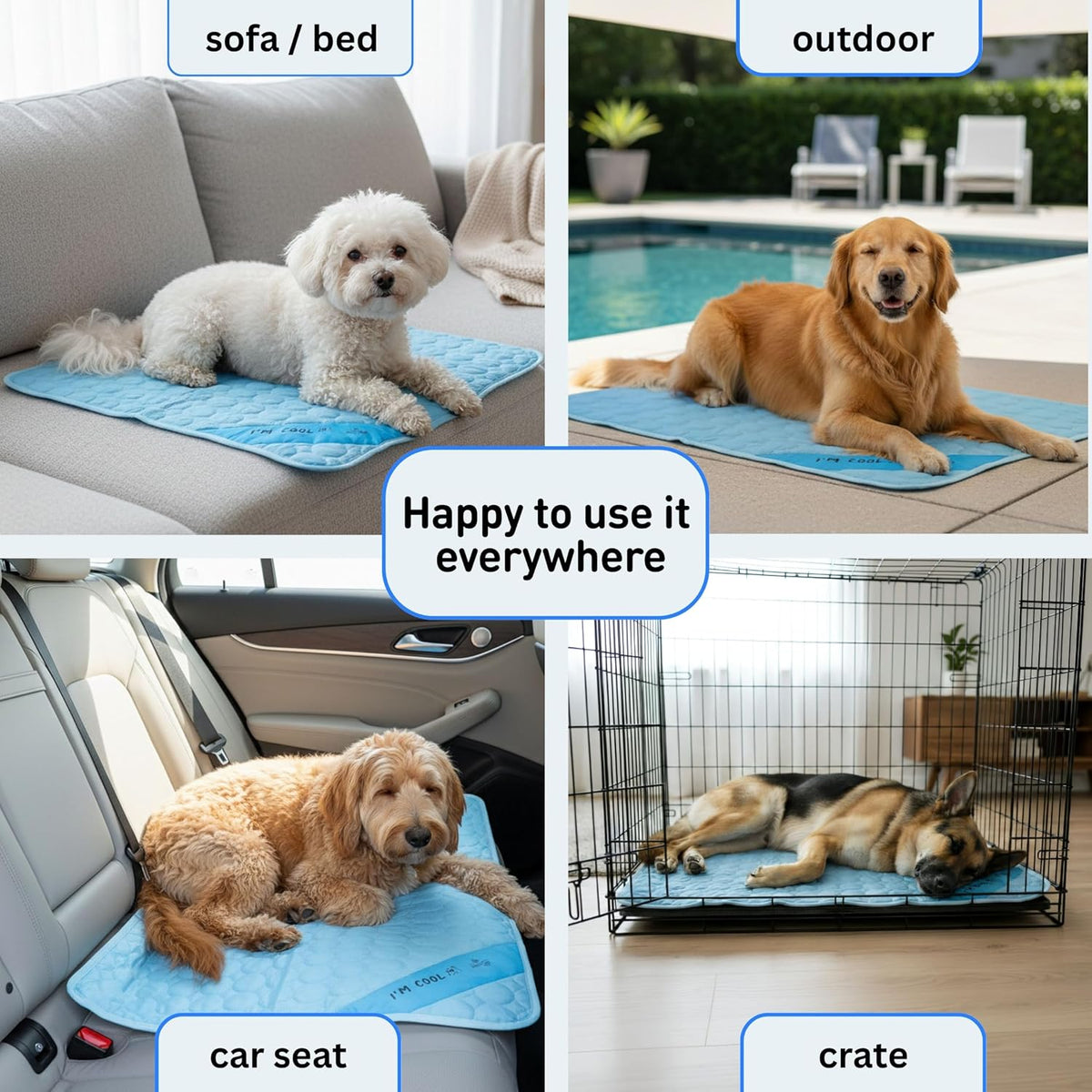 INSPECTOR TAIL Dog Cooling Mat, Indoor & Outdoor, Medium Self Cooling Pad
