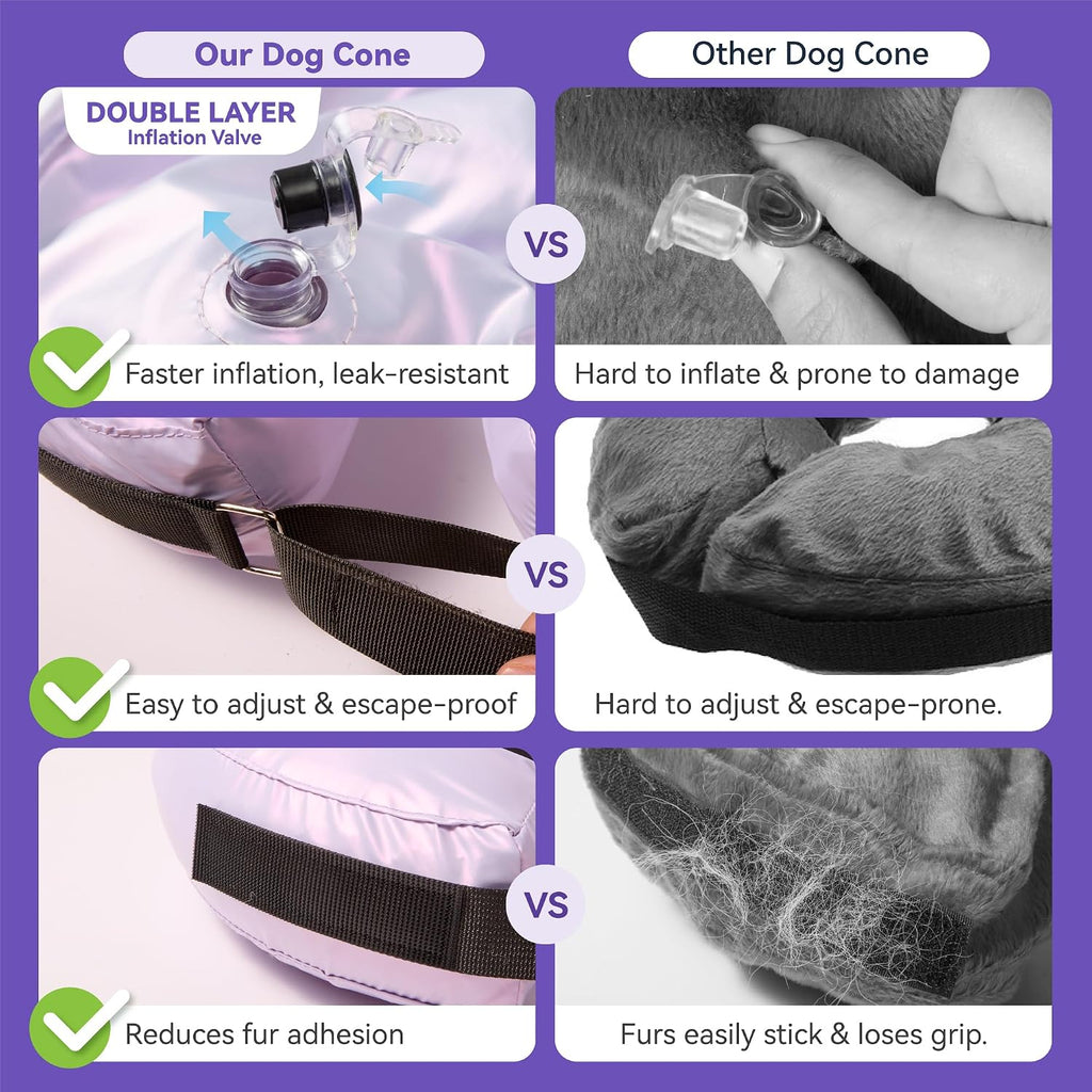 Inflatable Dog Cone Collar - Donut Collar Recovery ECollar Alternative After Surgery - Soft Dog Cone for Small Medium Large Dogs