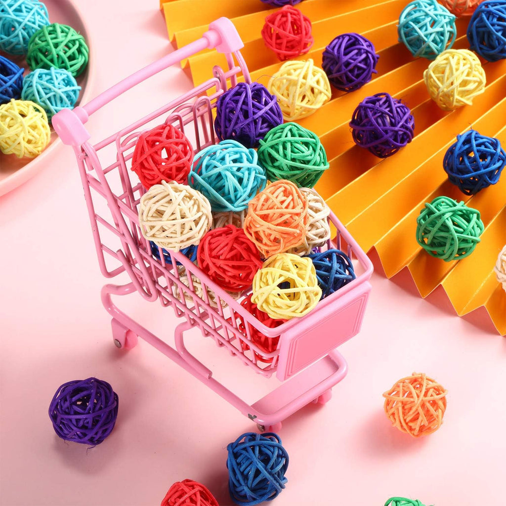 Sumind 80 Pcs 1.2" Parrot Wicker Rattan Balls, Bird Mini Balls Chewing Toy
