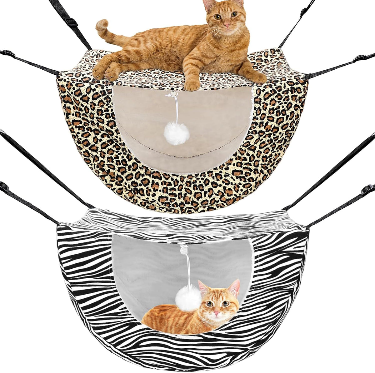 Unittype 2 Pieces Cat Cage Hammock Hanging Pet Bed, 2 Styles, Plaid