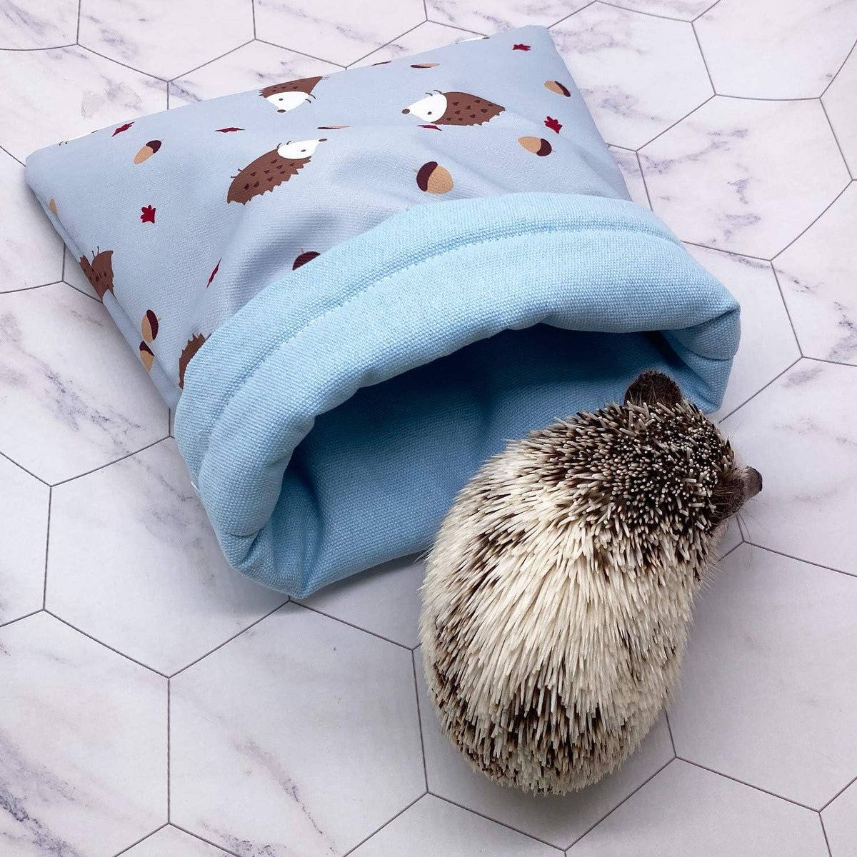 Handmade Cute Sleeping Bag Pouch Hideout Cave for Hedgehog Guinea Pig Hamster Rat Ferret Hamster Squirrel and Other Small Animal Beds (Blue)