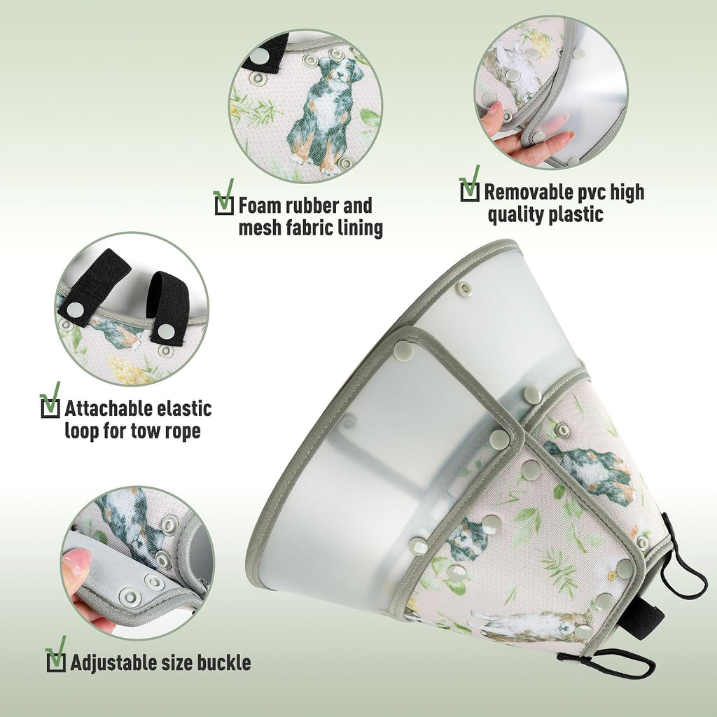 Soft Dog Cone Collar for Large Medium Small Dogs After Surgery, Adjustable Pet Recovery E-Collar, Brown XLarge