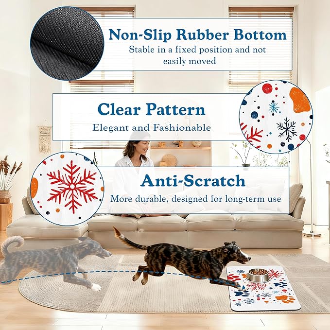 Chirstmas Snowflake Paw Pet Food Mat - Image 4