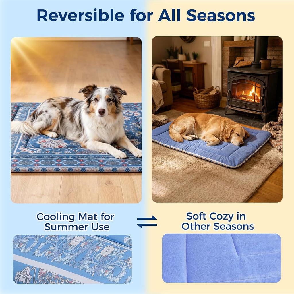 BINGPET Cooling Mat for Dogs, 48x28in Reversible Self-Cooling Dog Pad