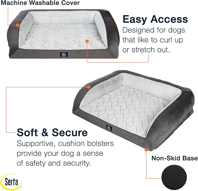 Serta Orthopedic Supportive Foam Quilted Couch Dog Bed - Image 3