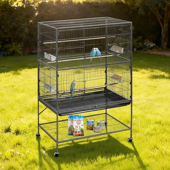 VEVOR Bird Cage, 36.6 x 22.8 x 59.5 inch, Flat Top, Wrought Iron Bird Flight - Image 8