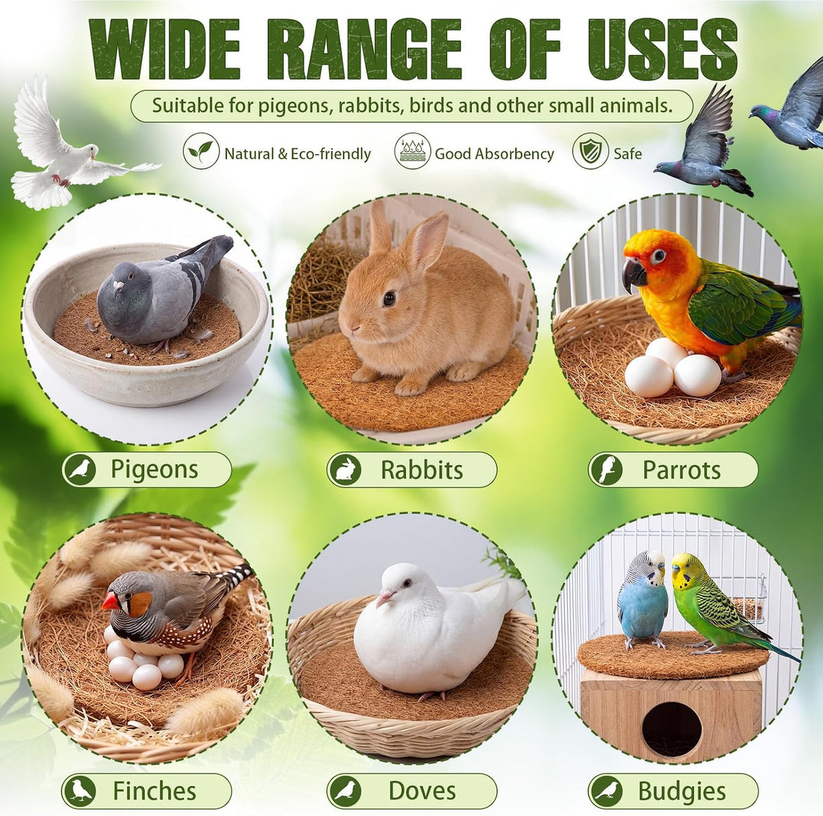 Mifoci 12 Pcs Pigeon Nest Pads, 8.3" Coconut Fiber Bird Breeding Mats