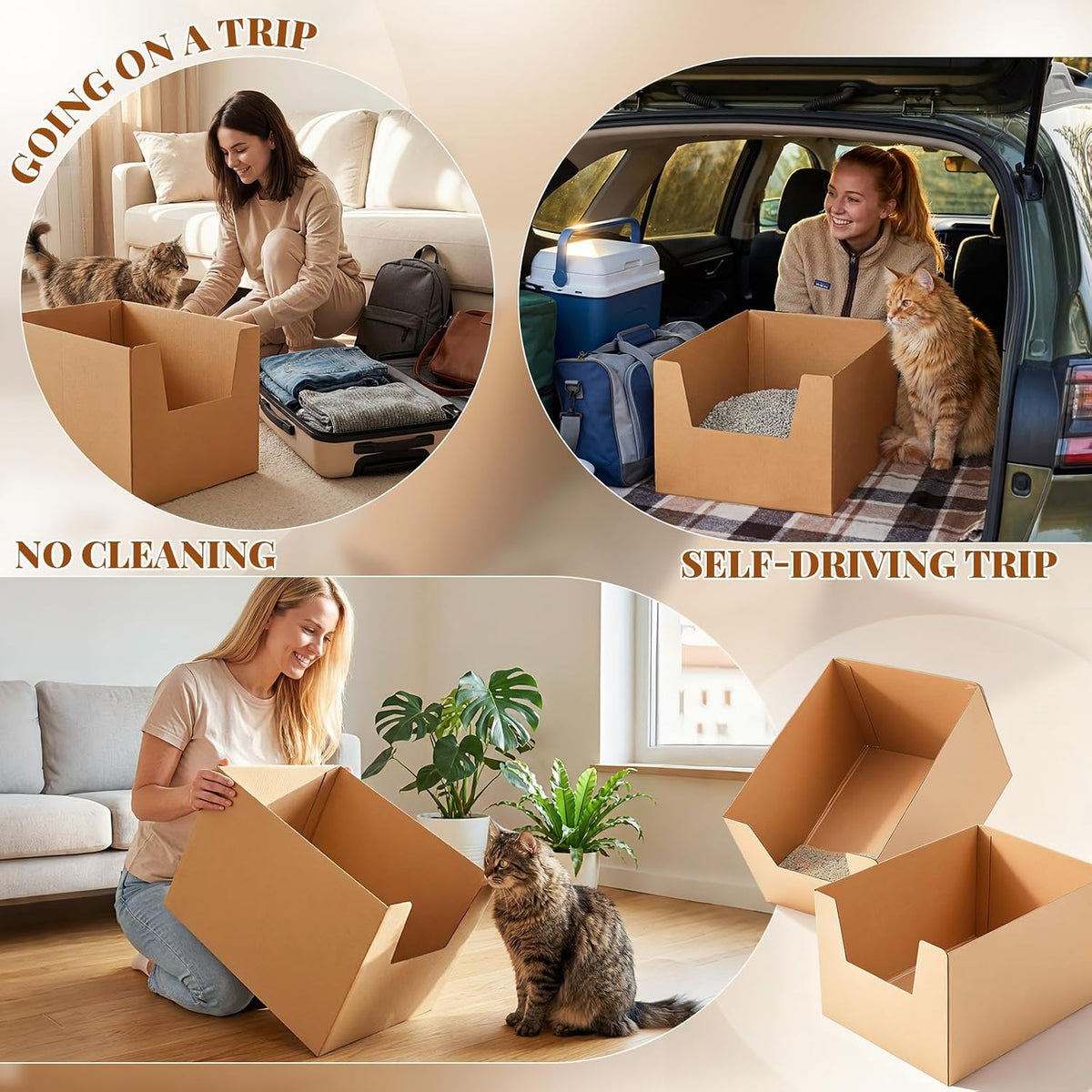 2 Pack 19 x 15 Inch Disposable Litter Boxes, Jumbo Cardboard High Sided