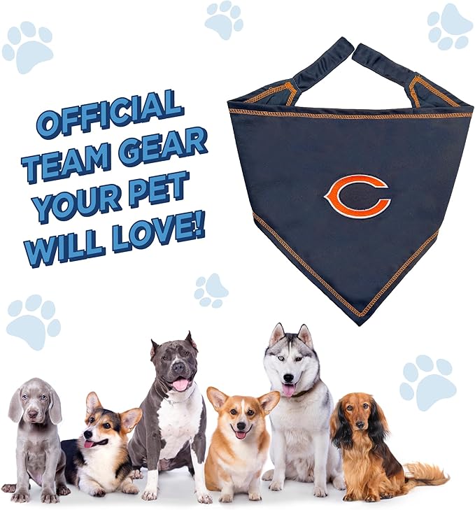 Pets First NFL Chicago Bears TIE Bandana, Large/X-Large. Dog Cat Scarf Bib - Image 7