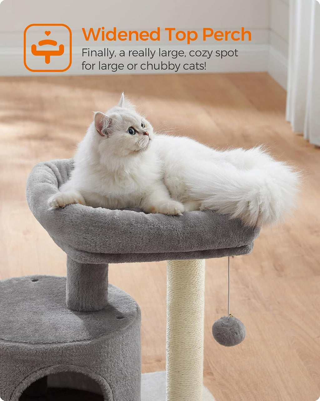 Feandrea Cat Tree, 18.5-in Small Cat Tower, Cute Kittens Condo, Light Gray