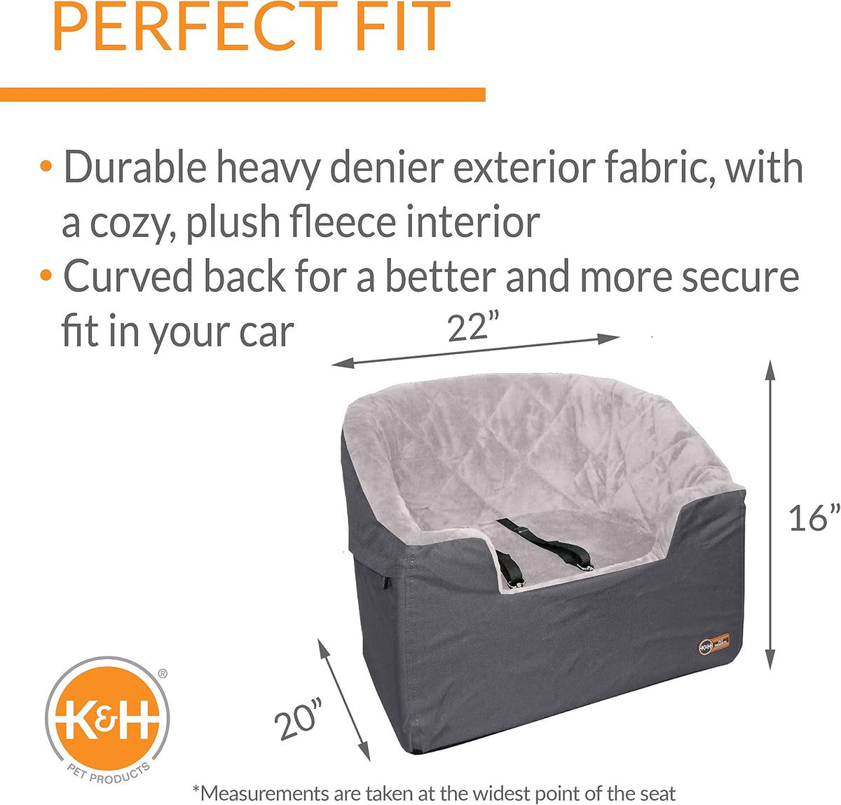 K&H Bucket Booster Dog Car Seat, Cat & Dog Booster Seat, Large Gray/Gray