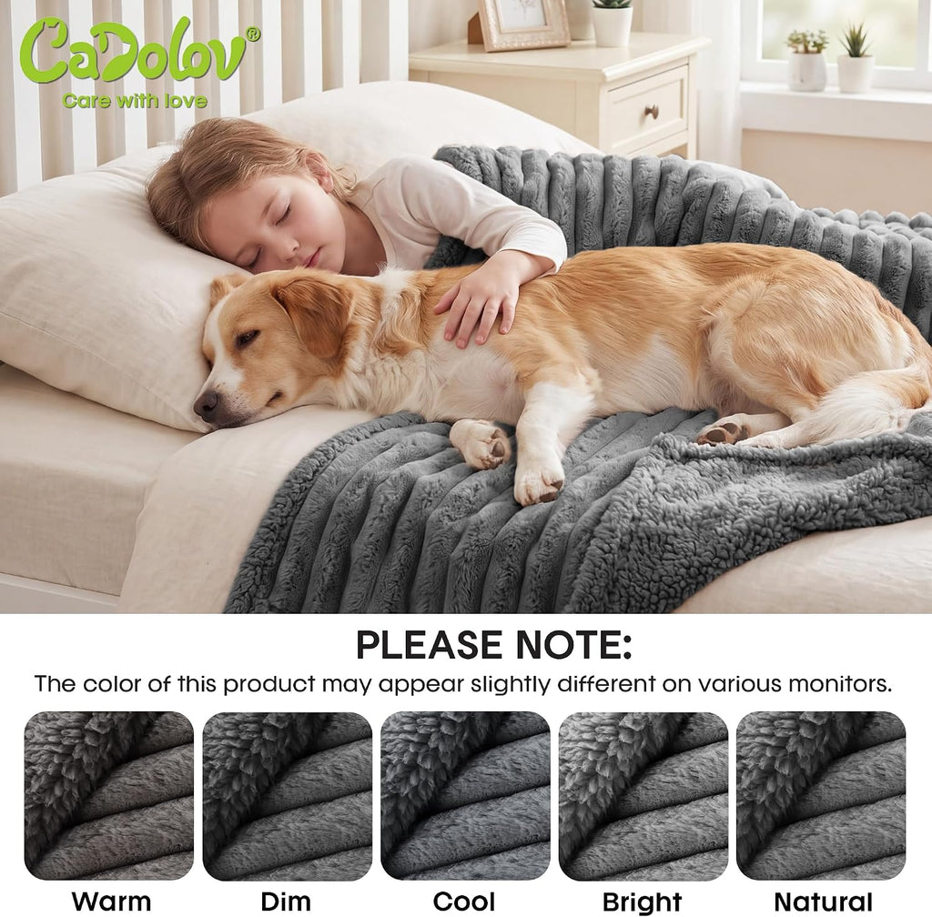 Waterproof Dog Blanket, Washable Reversible Pet Blankets, 38x56in, Grey