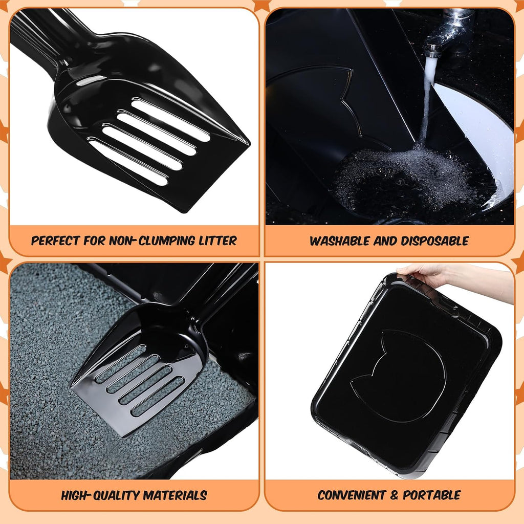 Bokon Pcs 50 Disposable Litter Boxes for Cats with Scoop, Black