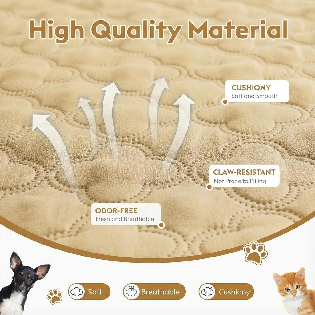 FunFurry Waterproof Dog Blanket, Couch Cover for Dogs Washable, Reversible Dog Bed Cover, Couch Furniture Protector. (Dark＆Light Beige, 30 X 53 Inch - 1 Pack)