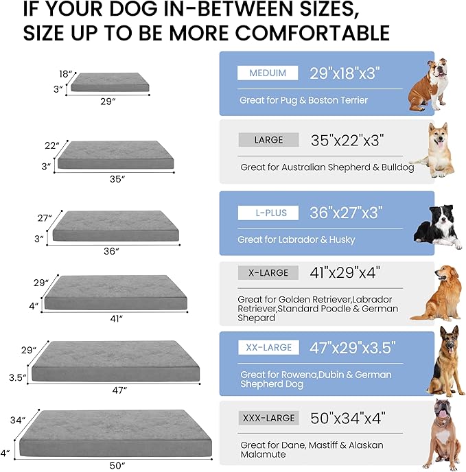 Orthopedic Memory Foam Bed for Large Dogs, Waterproof Cooling Pet Mats for Crate - Image 5