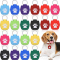 20 Pcs Dog Tag Silencer with Rings Portable Quiet Dog Holder Soundless Cover ID Tags Bag Protector for Cats Pets, White Paw Style