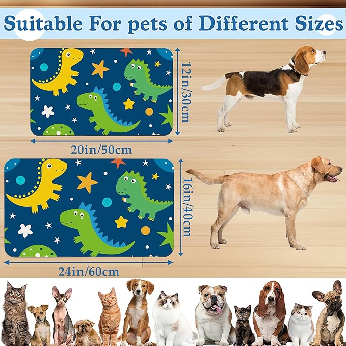 Cartoon Dino Pet Feeding Mat–Christmas Stocking Quick Dry Absorbent Dog Cat - Image 2