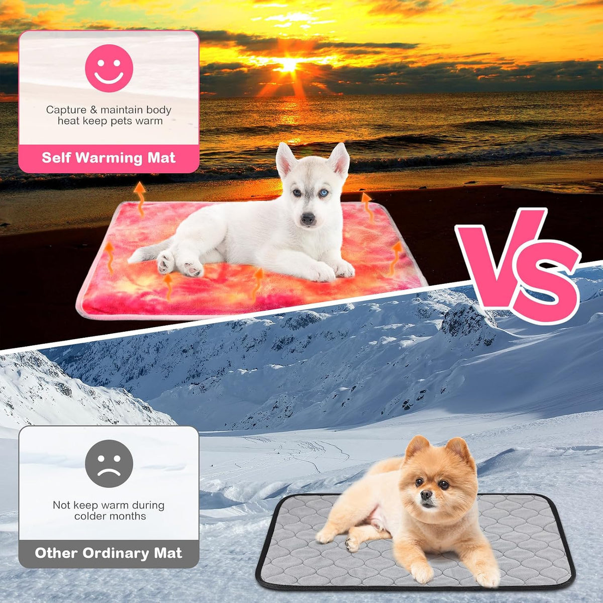 4 Pack Self Heating Cat Pad Self Warming Dog Mat, Tie Dye, 16 x 20 Inch