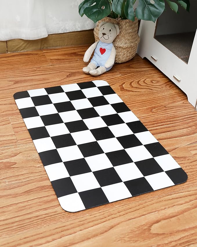 Ralxion Checkered Dog Feeding Mat, Absorbent Mats - Image 2
