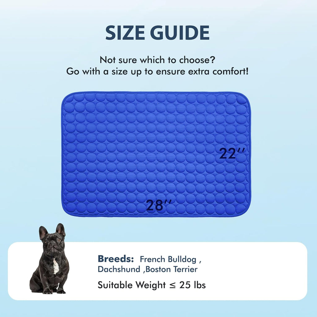 MICROCOSMOS Summer Cooling Mat & Sleeping Pad- Water Absorption Top, Materials Safe, Easy Carry, EZ Clean. Keep Cooling for Pets, Kids and Adults.(Dark Blue, 28" x 22")