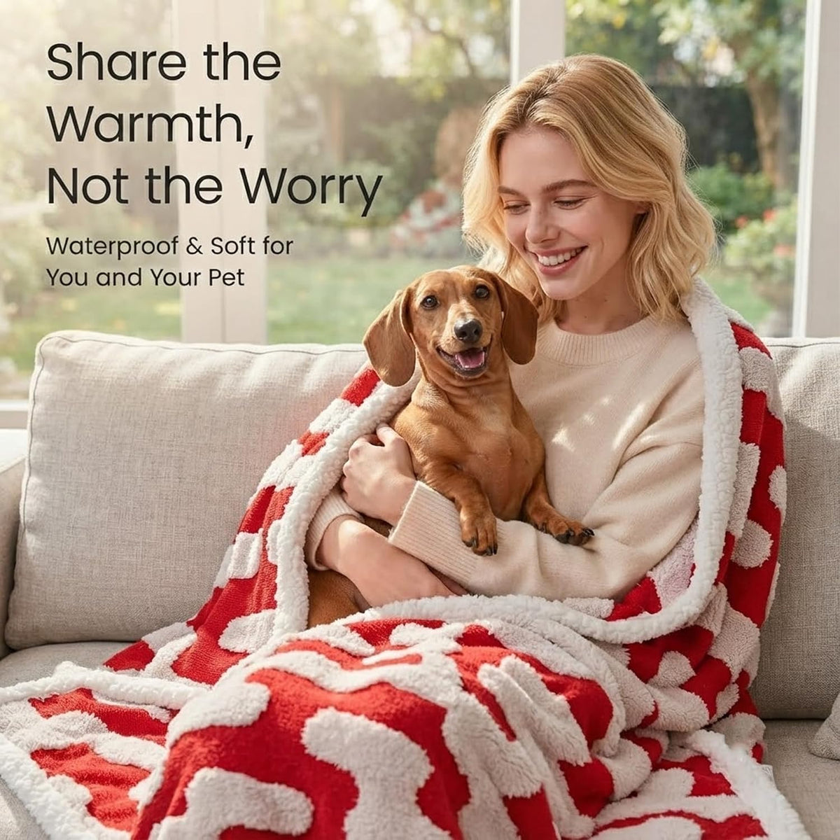 Waterproof Pet Blanket,Dog Bed Covers Small Throw for Puppy Cats Stylish Jacquard Pets Couch Sofa Furniture Protection Washable Reversible Covers (Red Wave,XS)