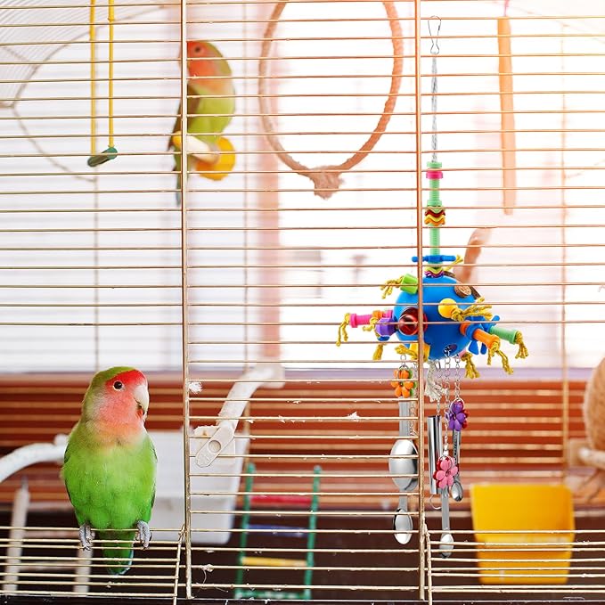 3 Pcs Extra Large Bird Parrot Toy Multicolored Natural Wooden Parrot Cage - Image 7