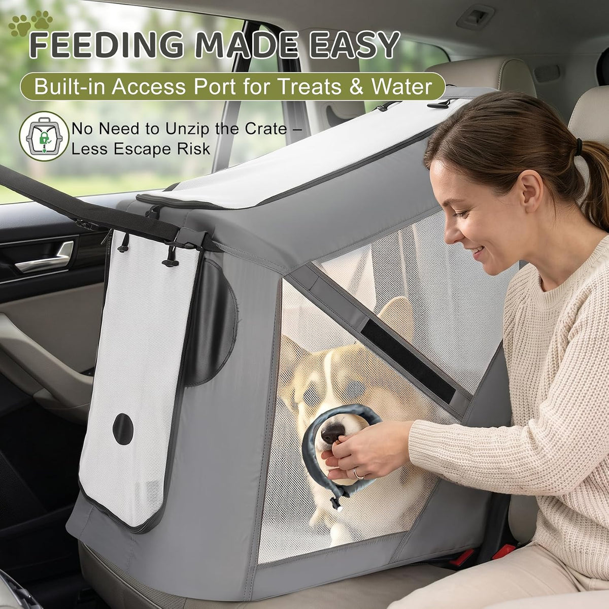 Portable Dog Crate for Car Travel, 29.5"L×22"W×29.5"H Collapsible Dog Crate