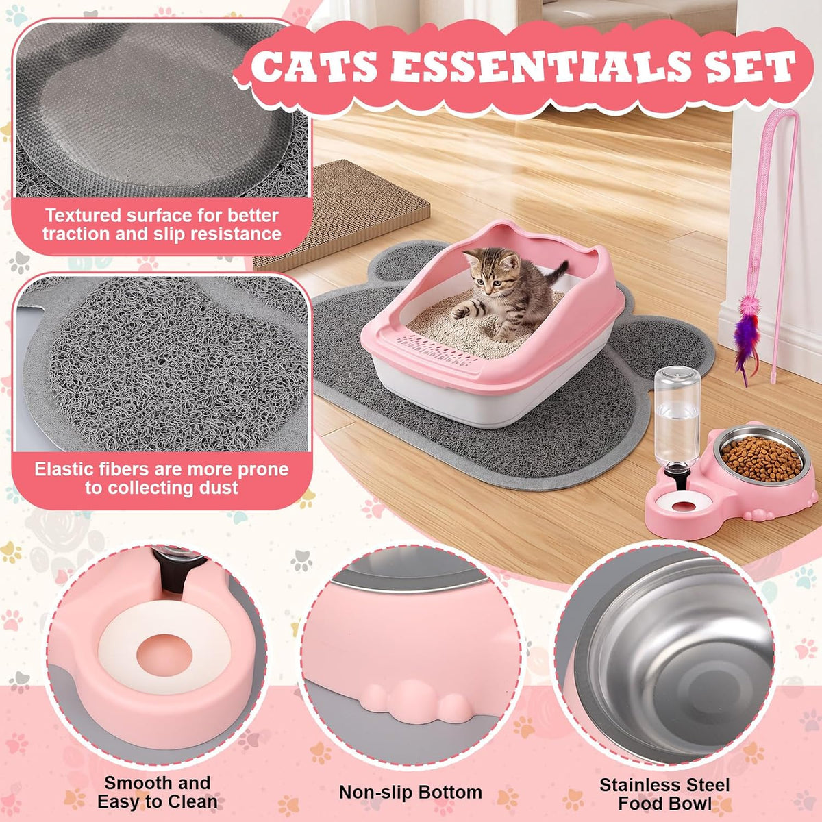 8 Pcs Kitten Supplies Starter Kit Cat Starter, Handbag, Pink
