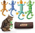 Plush Lizard Catnip Toys with Tree Trunk-shaped Pouch 5 Pack