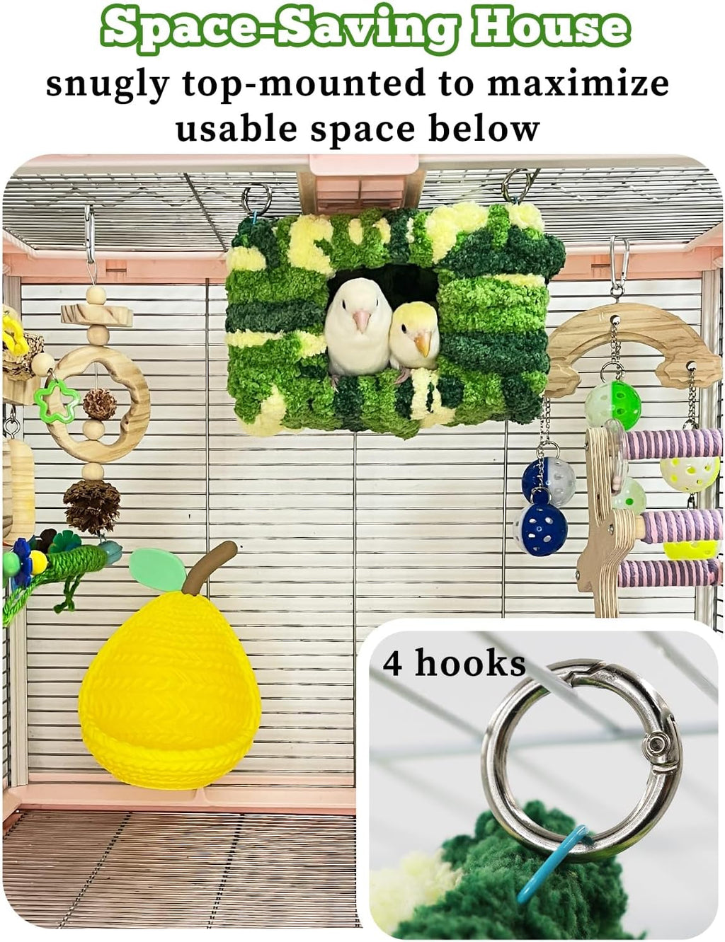 Collapse-Proof Soft Warm Bird Bed for Cage with Sturdy Frame
