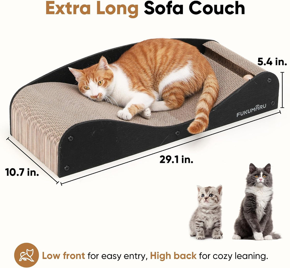 FUKUMARU Cardboard Cat Scratcher Bed, Extra Large 29.1 Inch Cat Scratch Pad