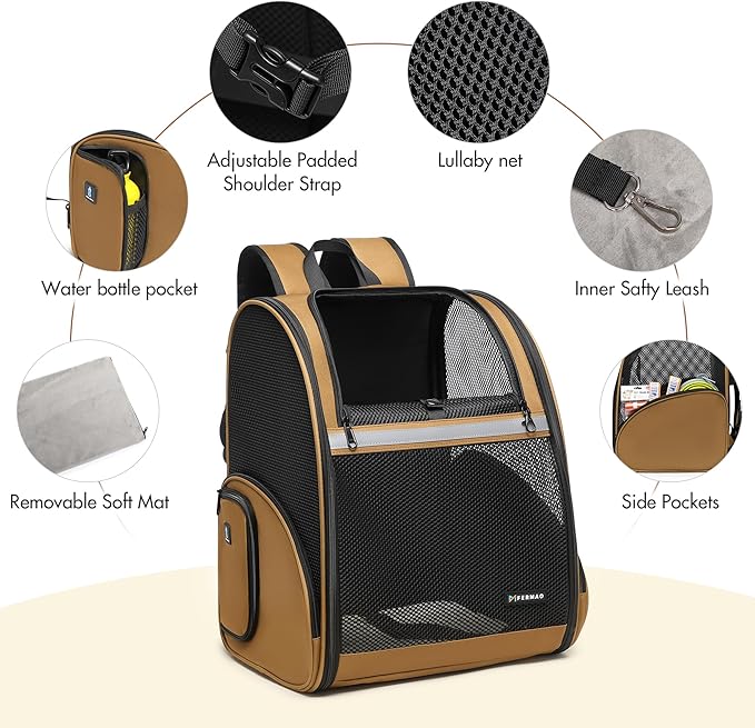 Pet Backpack Carrier, Large Cat Carrier Backpack Up to 20 Lbs - Image 8
