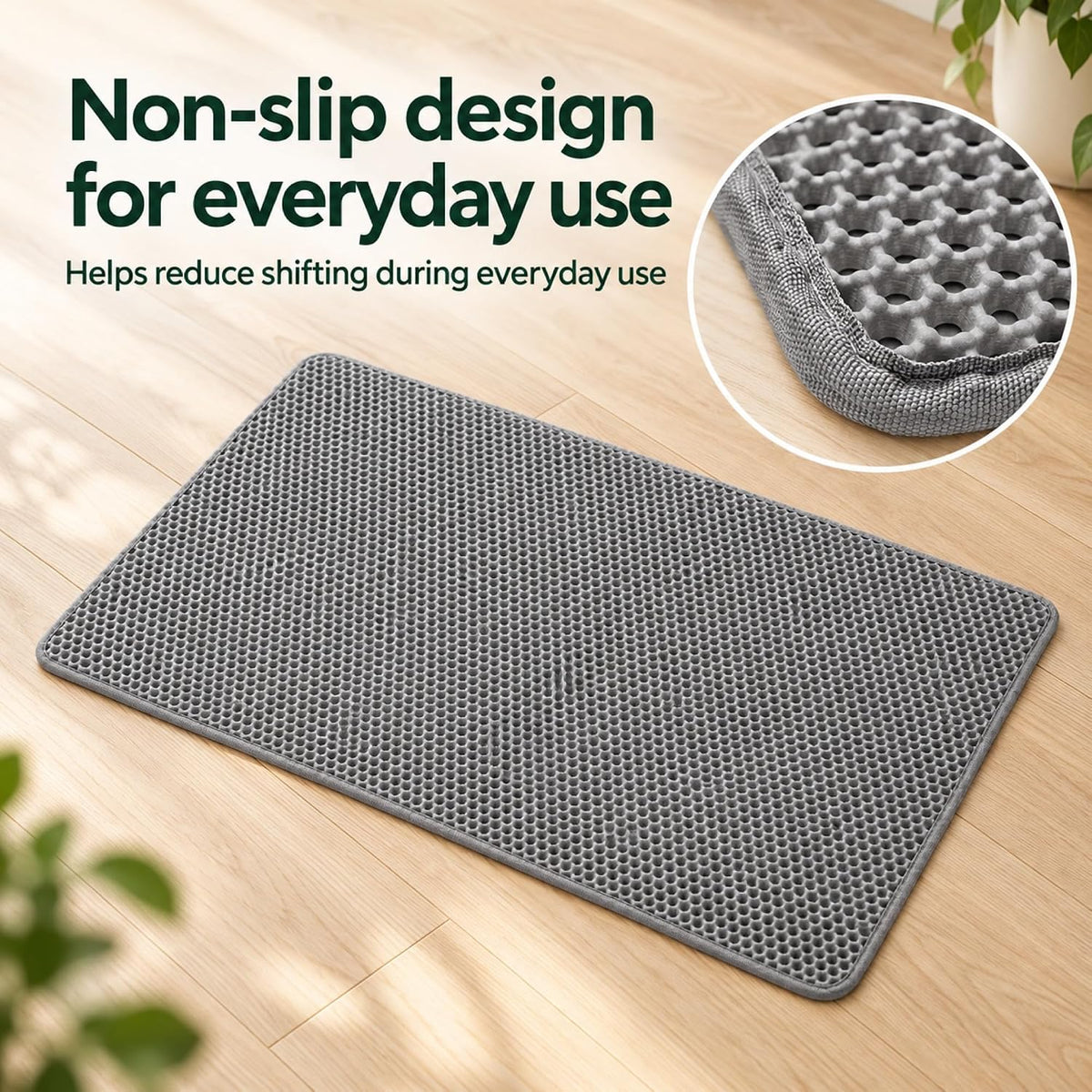 Paw Ballet Cat Litter Mat, Double-Layer Honeycomb, 35.5 x 23.5 in, Grey