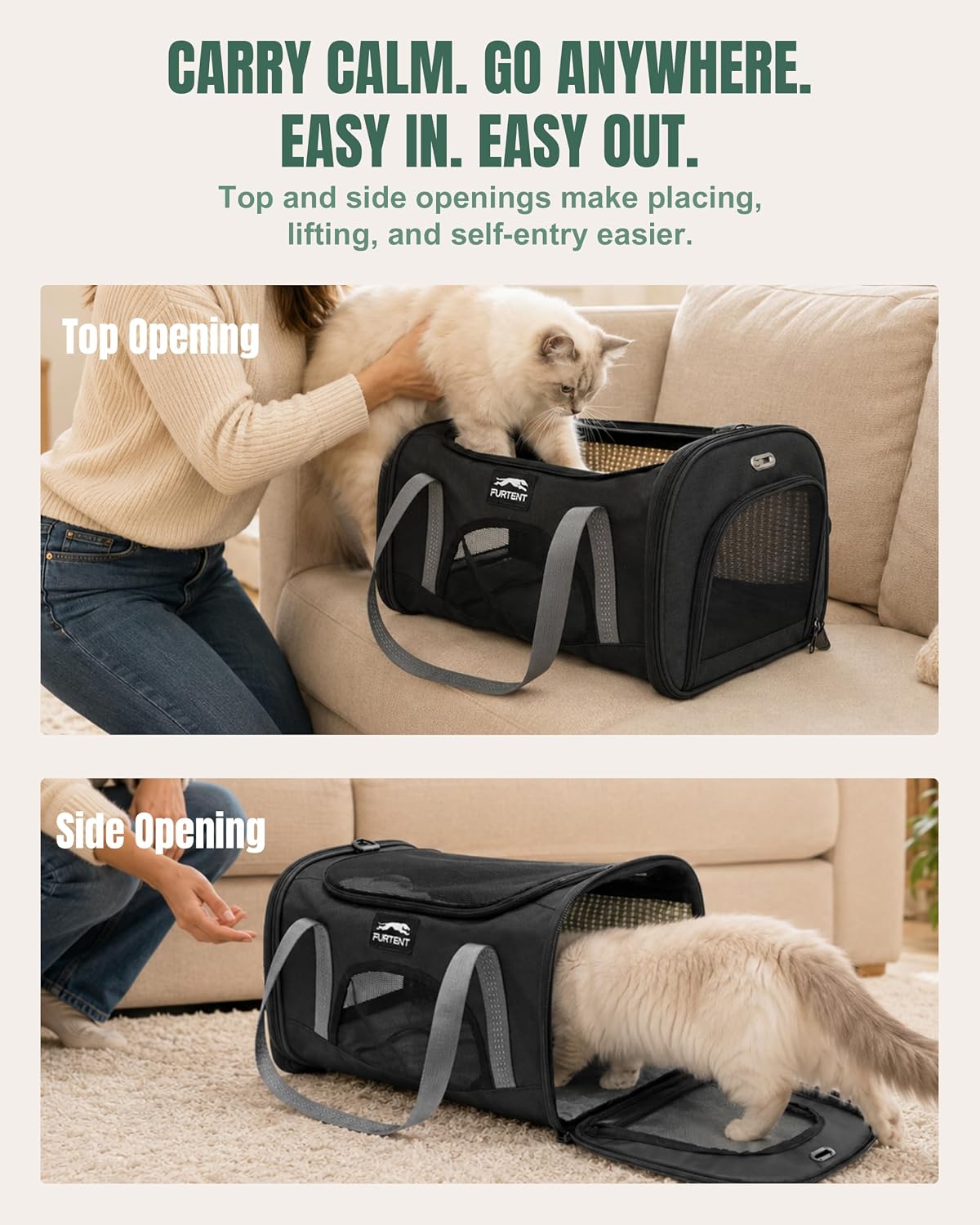 Soft Cat Carrier Airline Approved for Small Cats, Side Treat Opening