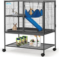 HABUTWAY 36.5''H Large Metal Rolling Ferrets Cage, 2-Tiers Small Animal Cages, Cage for Rats/Chinchillas, 0.5'' Bar Spacing for Ferret,Small Animal Cage w/Removable Ramp & Platform