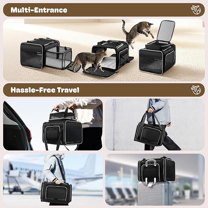 Top and 2 Sides Expandable Pet Carrier 17x11x9.5, TSA Airline Approved Small - Image 6